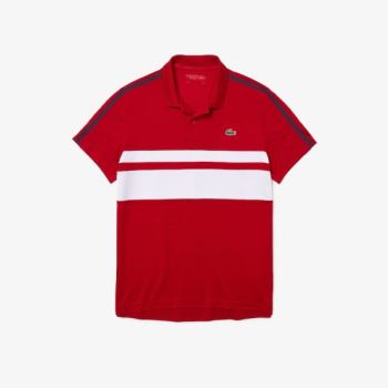 Lacoste SPORT Breathable Piqué Tennis Polo Shirt Pánské - Šortky Červené / Bílé / Tmavě Blankyt Blan